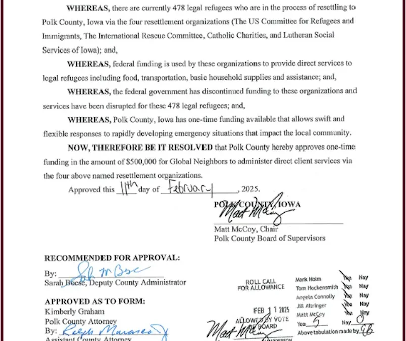 Iowa & Leveling Up Local Support: Resettlement at Risk